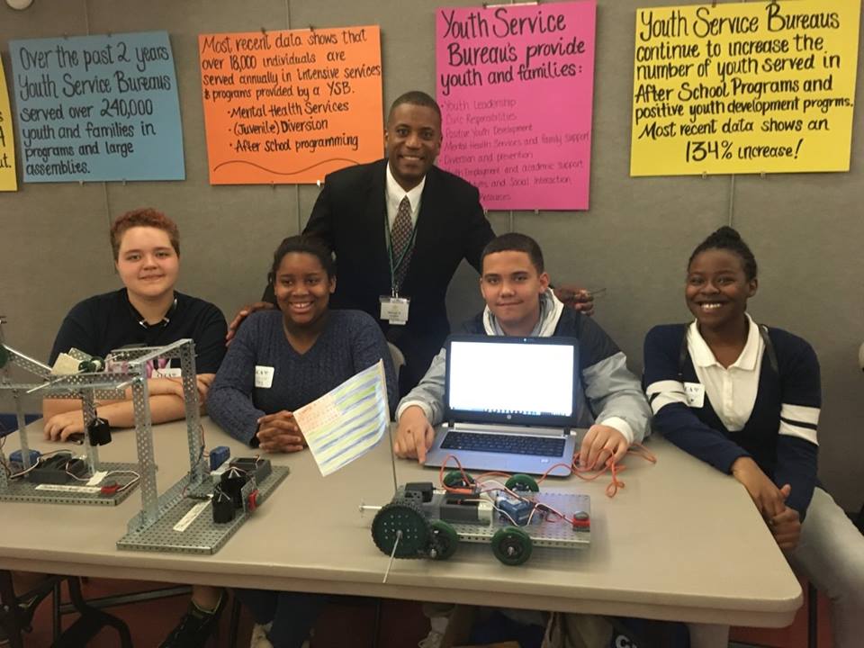 Thomas Edison Middle School students with Connecticut Senator George Logan