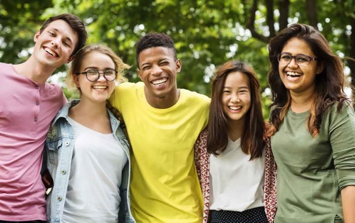 group of happy students