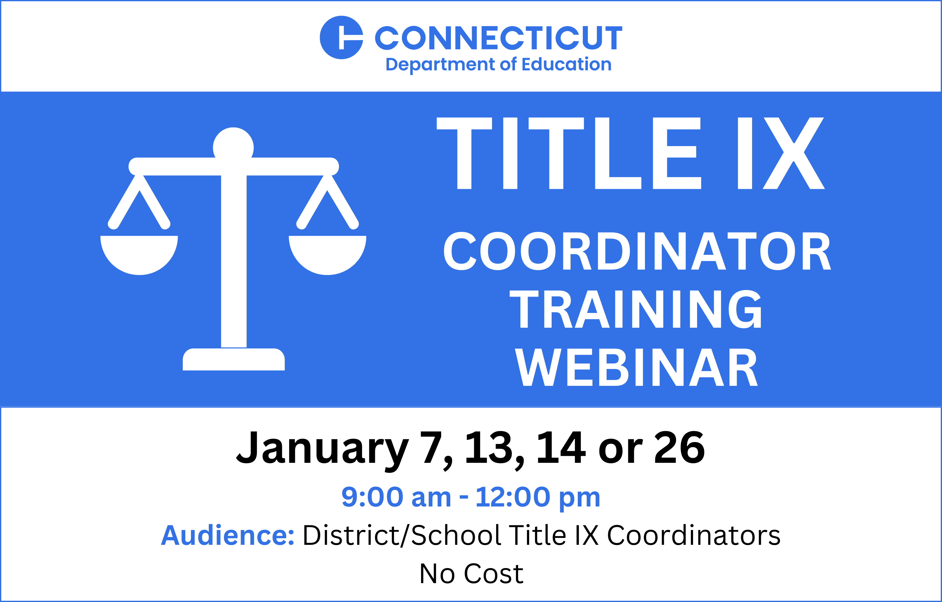 Register for a Title IX Coordinator Training webinar