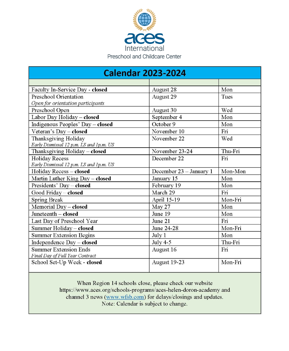 Calander ACES